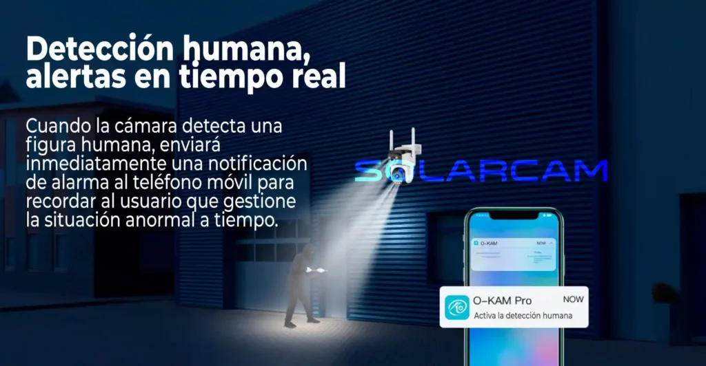 Alertas instantáneas al detectar personas, con notificación directa al móvil.