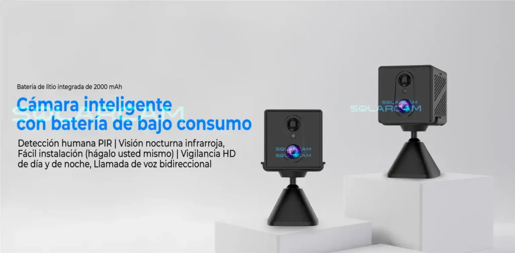 Cámara inteligente interior WiFi de 3 MP con batería de bajo consumo y detección humana PIR