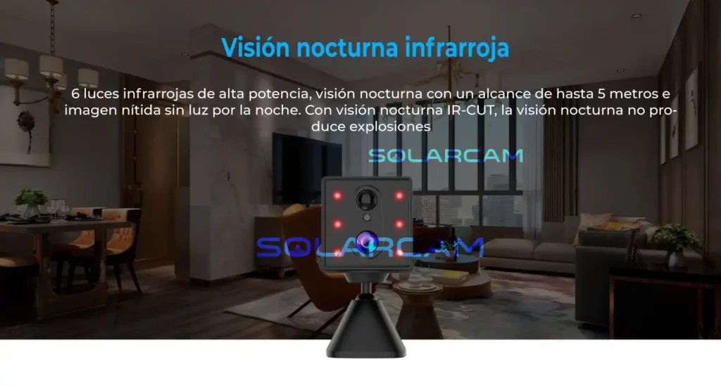 Cámara interior WiFi con visión nocturna infrarroja de hasta 5 metros y tecnología IR-CUT