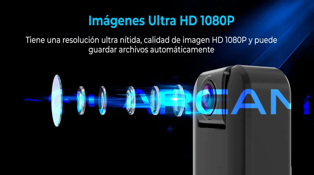 Cámara portátil WiFi con resolución Ultra HD 1080P y grabación de alta nitidez.