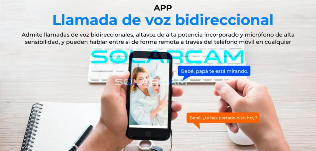 Cámara interior WiFi con audio bidireccional y altavoz integrado para hablar a distancia