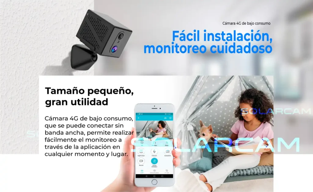 Cámara interior WiFi fácil de instalar con monitoreo desde aplicación móvil para hogar, bebé o mascotas