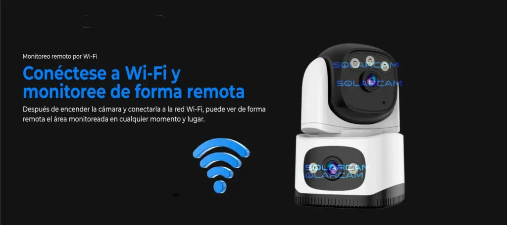 Representación de monitoreo remoto mediante conexión Wi-Fi para visualizar el área desde cualquier ubicación.