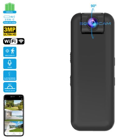 Body Cam WiFi Grabadora Corporal HD con Audio y Batería Recargable